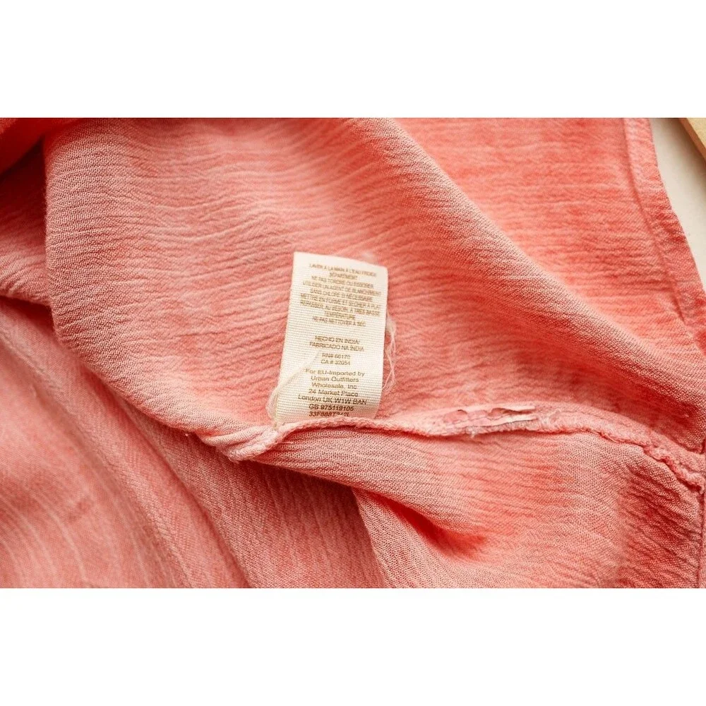 Free People Gauze Acid Wash Tie Dye Tunic Top Coral Boho‎ M